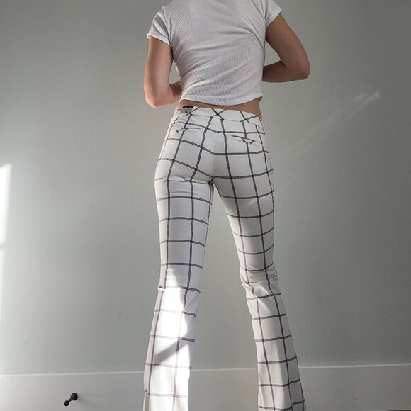 Express White Plaid Columnist Barely Boot Pants - Picture 2 of 8